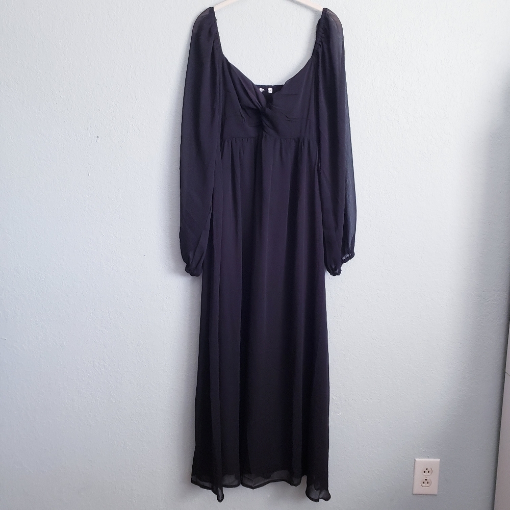 Baltic Born Dione Long Sleeve Black Midi Dress - Picture 2 of 6